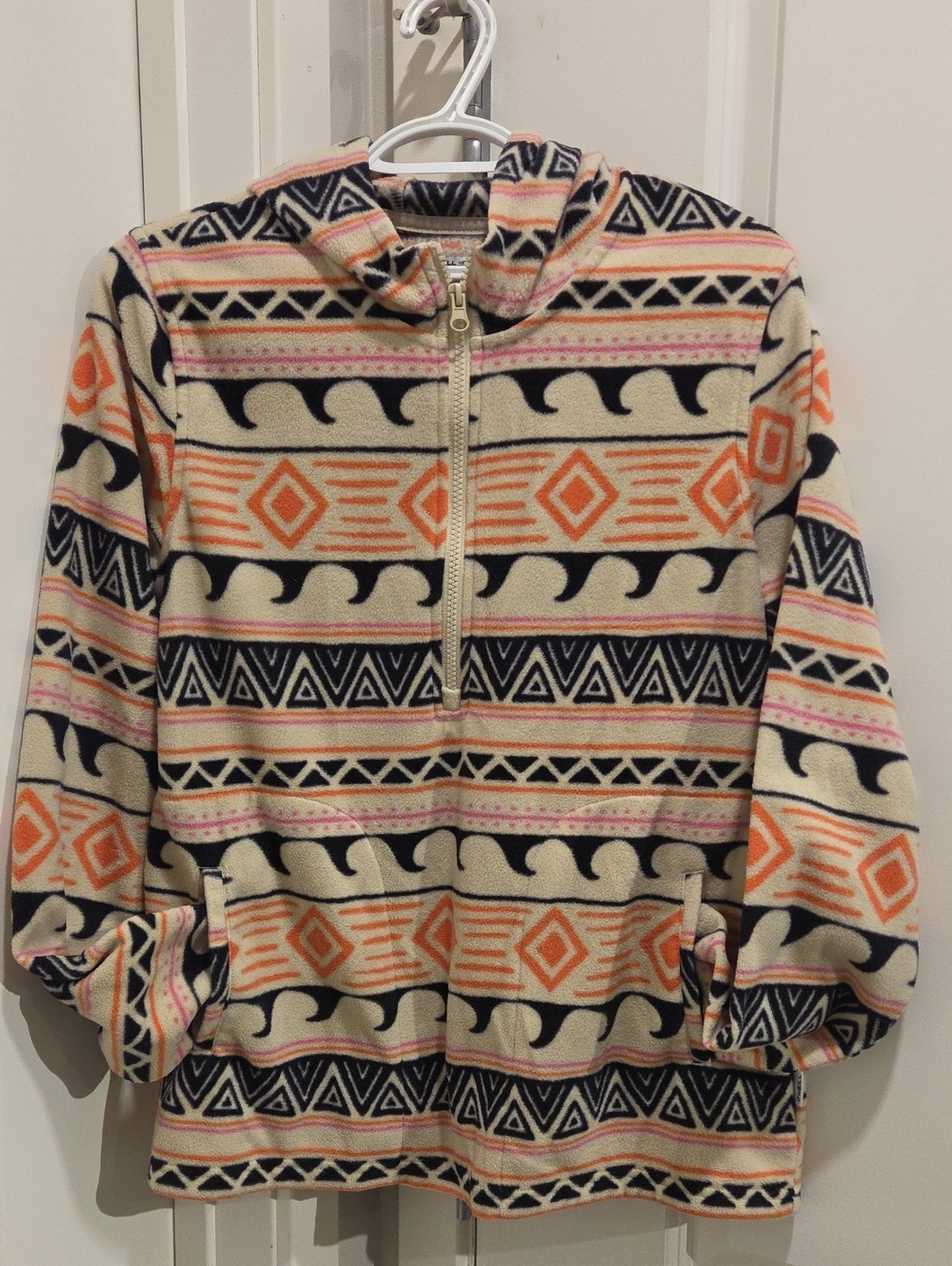 O'Neill Womens Aztec Fleece Quarter-Zip Jacket - Cream, Orange & Black